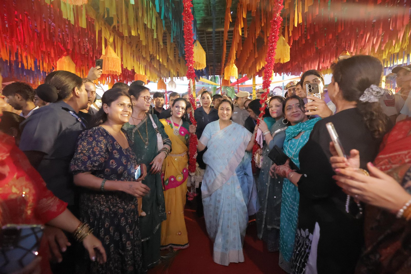 Teej festivities bring Delhi Haat in Pitampura alive as CM Rekha Gupta celebrates Hariyali Teej with women