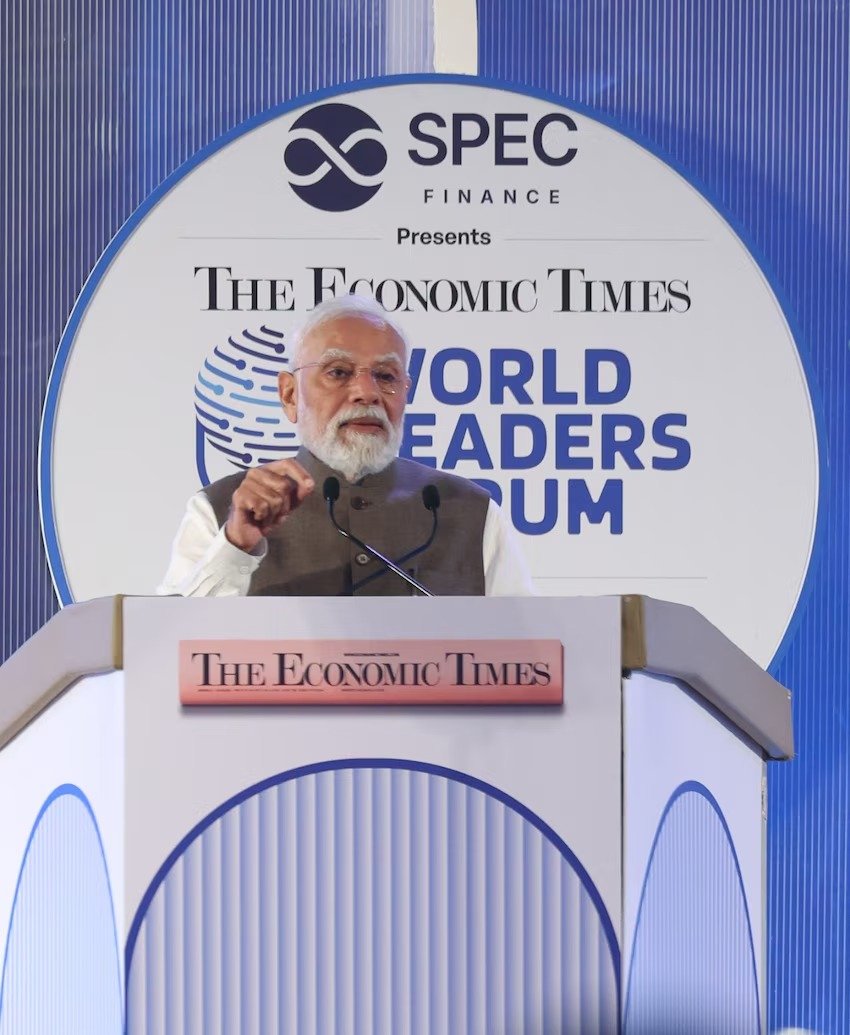 Prime Minister Narendra Modi addresses the Economic Times World Leaders Forum 2026