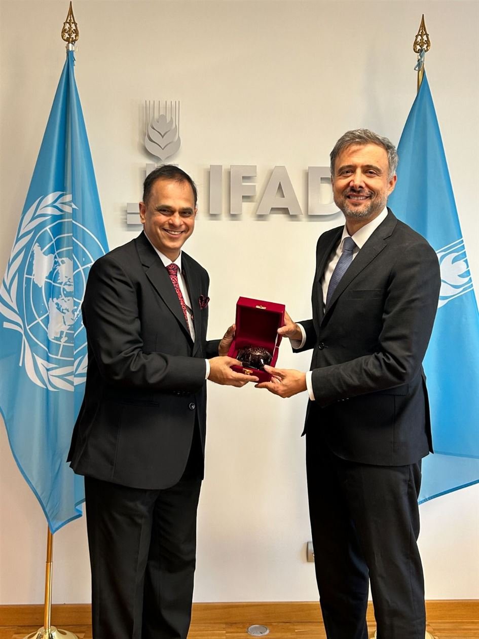 Chief Secretary Shri V. Srinivas meets IFAD President Dr. Alvaro Lario in Rome