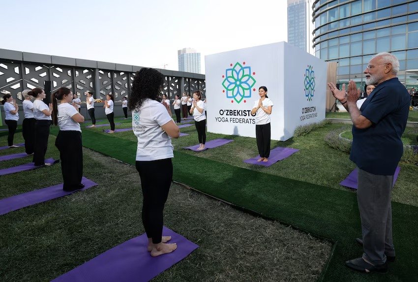 PM Modi Joins Yoga Session in Tashkent, Highlights India-Uzbekistan Cultural Ties