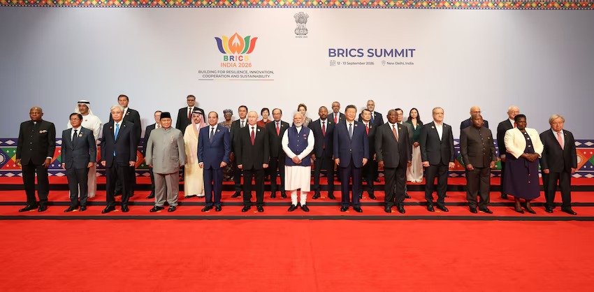 BRICS Leaders Pose for Family Photo at 18th Summit in New Delhi