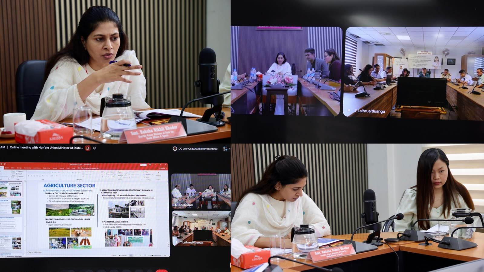 Raksha Khadse chairs district review meetings in Saitual and Kolasib; reviews development priorities, sports and youth engagement