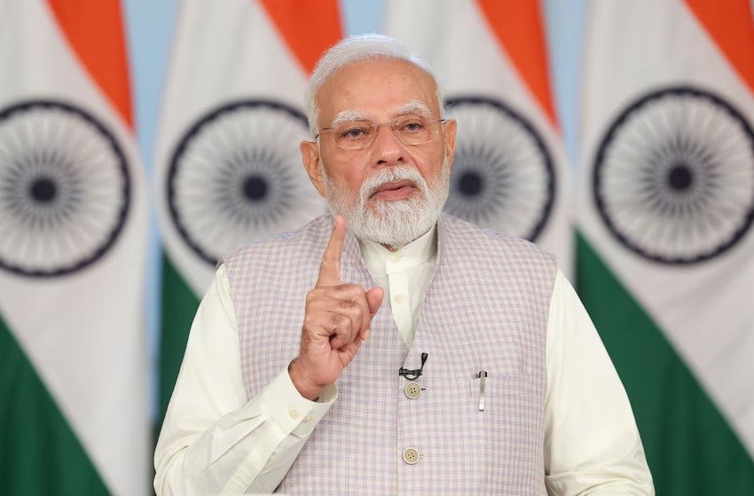 PM Modi addresses a gathering during the release of instalment under the Annapurna Yojana in West Bengal