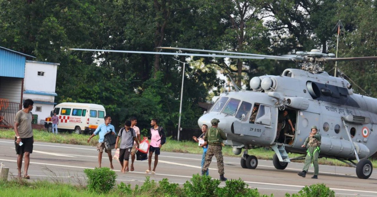 Six Employees Airlifted to Safety After Being Stranded Across Indravati River