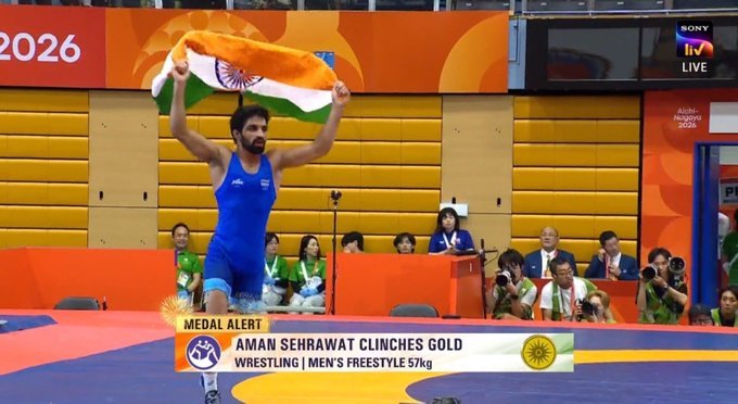 Aman Sehrawat Stuns World Champion to Win Asian Games Wrestling Gold
