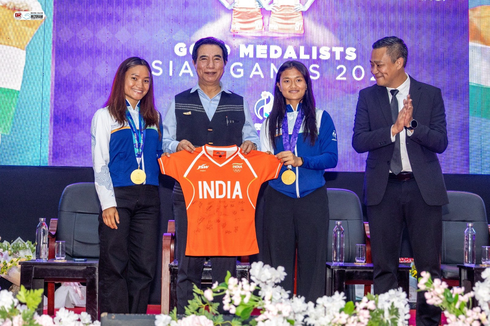 CM Lalduhoma Honours Asian Games 2026 Gold Medallists Lalremsiami and Lalthantluangi