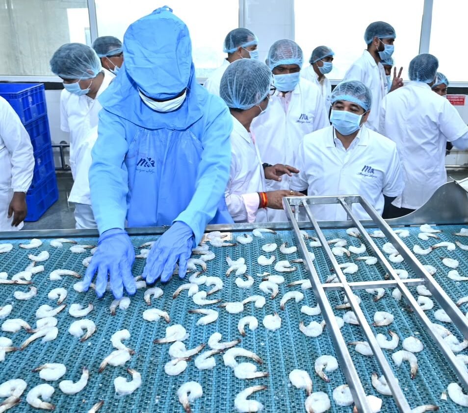 Minister Nitesh Rane Inspects Modern Shrimp Processing Industries