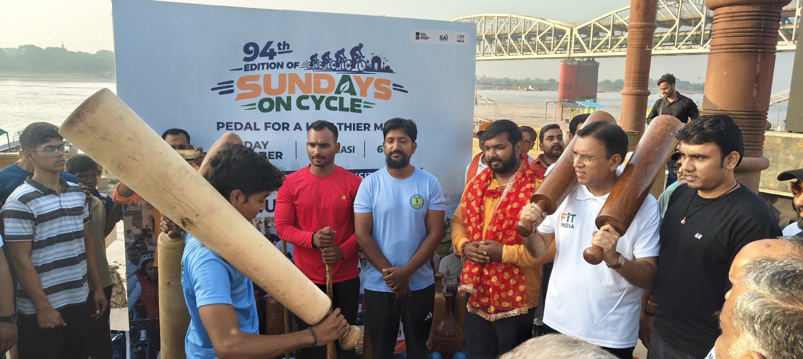 Dr. Mansukh Mandaviya leads youth in fitness activities, anti-drug pledge and a 5.5-km cycle rally