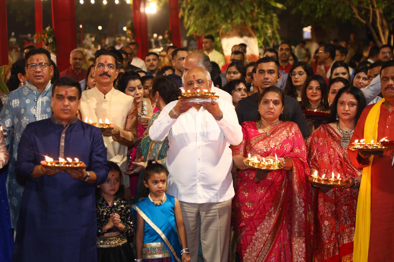 CM Bhupendra Patel Participates in Maha Aarti at Navratri Garba Mahotsav Organised at Ahmedabad IPS Mess