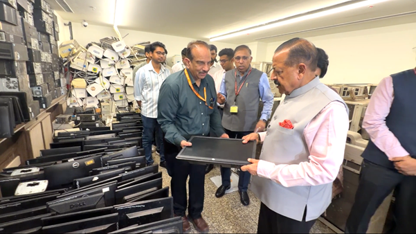 Dr Jitendra Singh joins an e-waste disposal activity at DoPT under Special Campaign 6.0